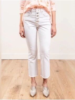 Veronica Beard High Rise Carolyn Baby Boot Cropped Jeans White